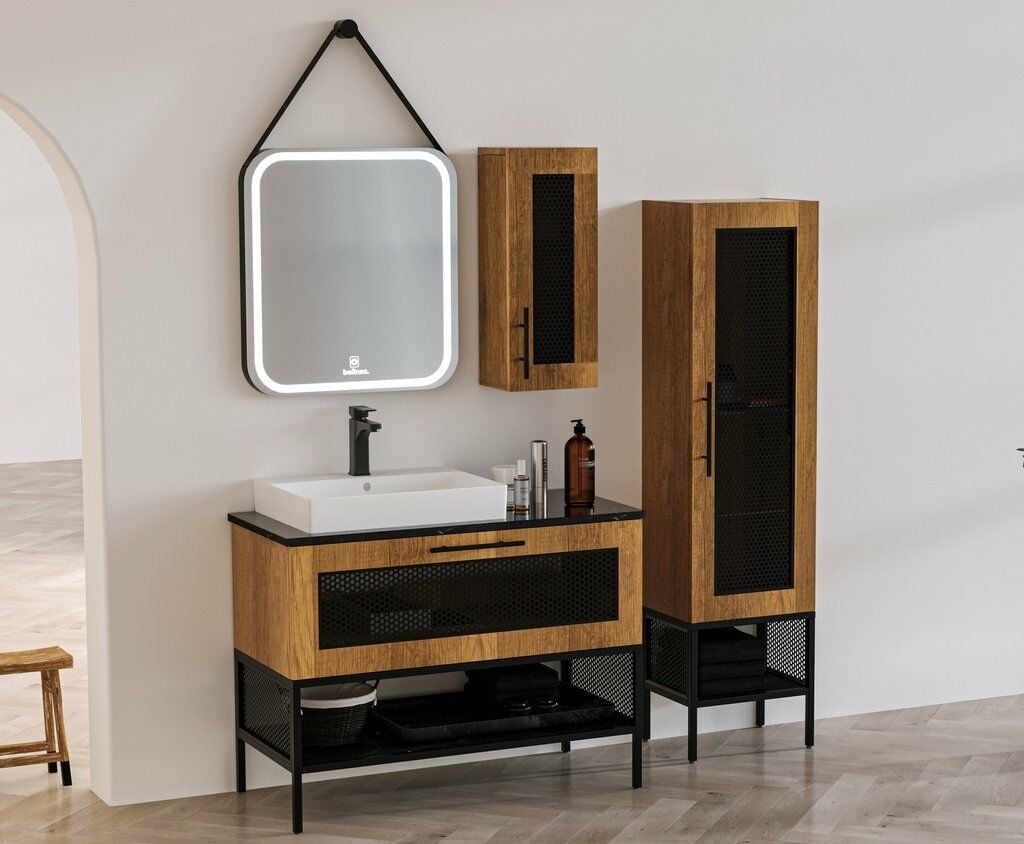 Belinza Banyo Dolabı Trellis 100 Cm Petra Siyah Tkm