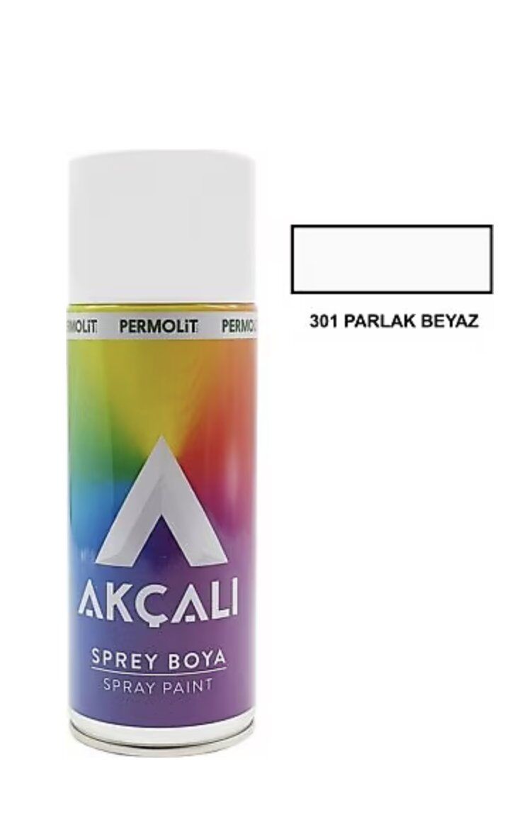 Akçalı Sprey Boya Parlak Beyaz RAL 301 Akrilik Düz Renkli 400 ml