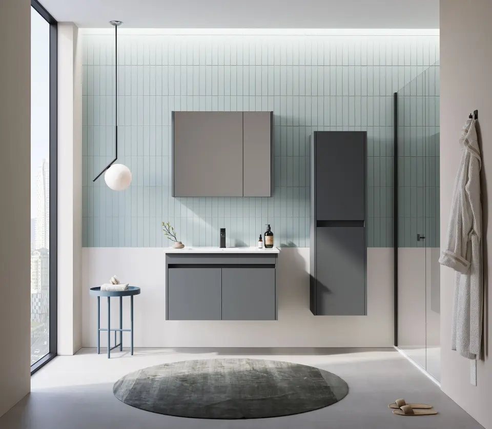 Orka Banyo Dolabı Sıde 85 Cm Mat Antrasit Takım Kapaklı