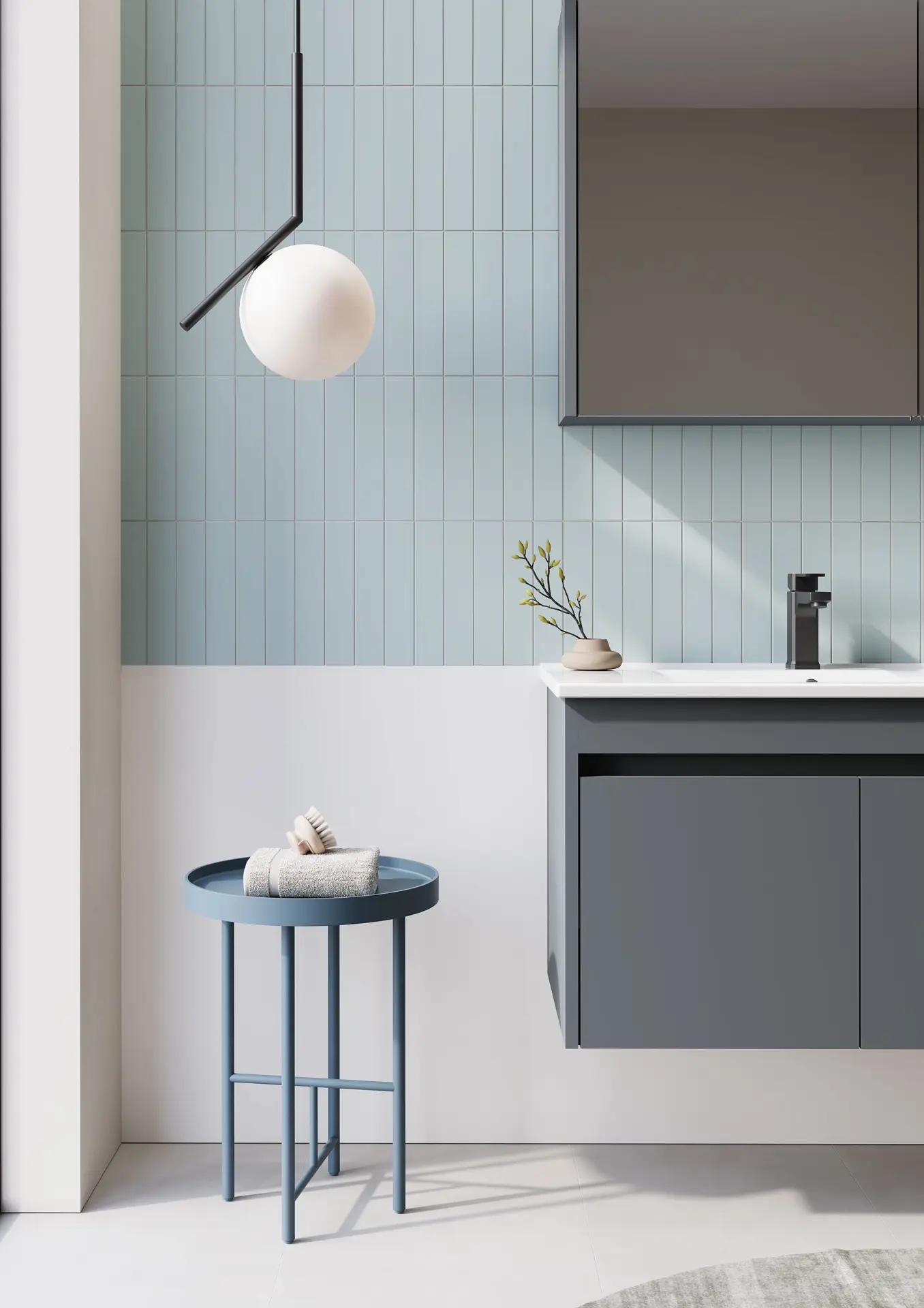 Orka Banyo Dolabı Sıde 85 Cm Mat Antrasit Takım Kapaklı