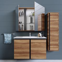 Creavit Banyo Dolabı Verti 80 Cm Kapaklı Dolap Ceviz Tkm