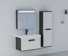 Belinza Banyo Dolabı Carina 80 Cm Antrasit / Beyaz Takım