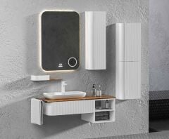 Belinza Banyo Dolabı Cassa 130 Cm Beyaz/Ahşap Doğal Tkm