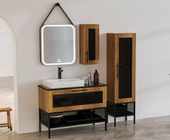Belinza Banyo Dolabı Trellis 100 Cm Petra  Siyah Tkm