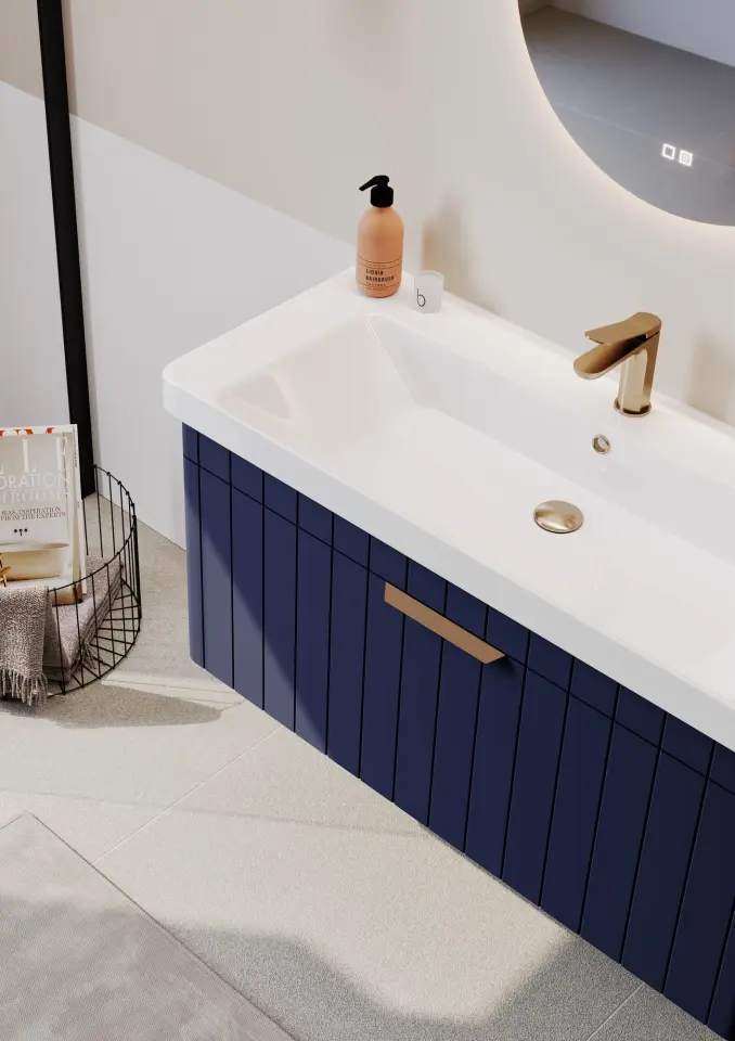 Orka Banyo Dolabı Procıda V2 80 Mat Lacivert/Aaltın Takı