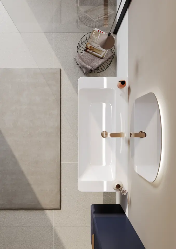 Orka Banyo Dolabı Procıda V2 80 Mat Lacivert/Aaltın Takı