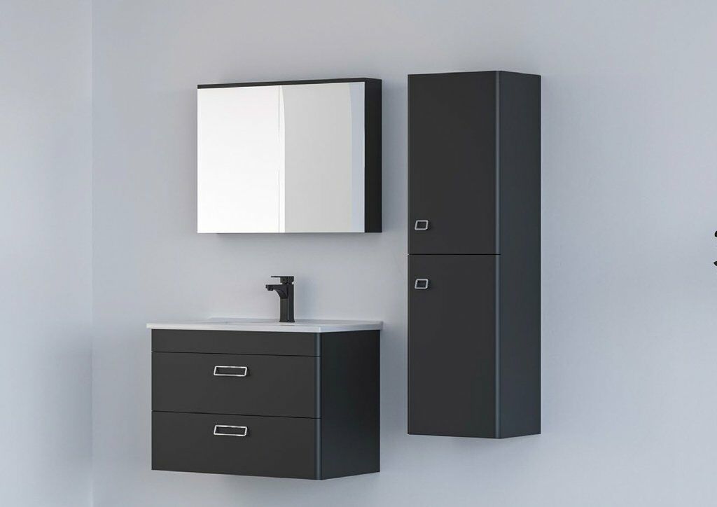 Belinza Banyo Dolabı Nest 85 Cm Antrasit Takım