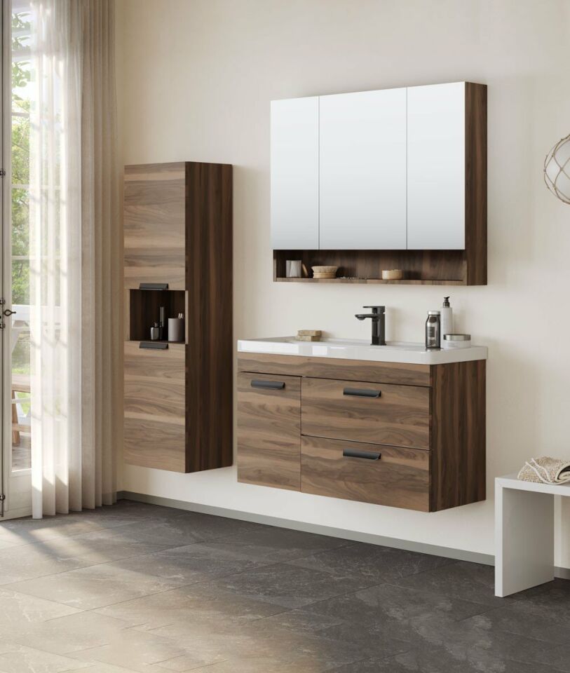 Orka Banyo Dolabı Enez 80 Takım Iskoc Ceviz
