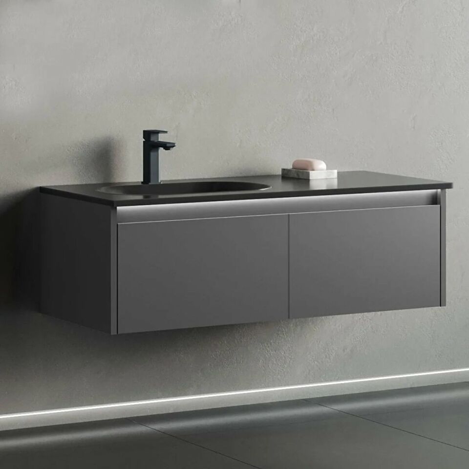 Orka Lisbon 110 Cm Mat Antrasit Banyo Dolabı Takımı