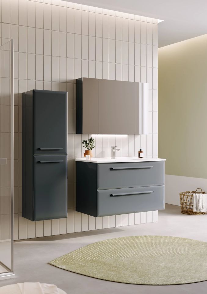 Orka Nuvola 80 CM Antrasit Banyo Dolabı Takım