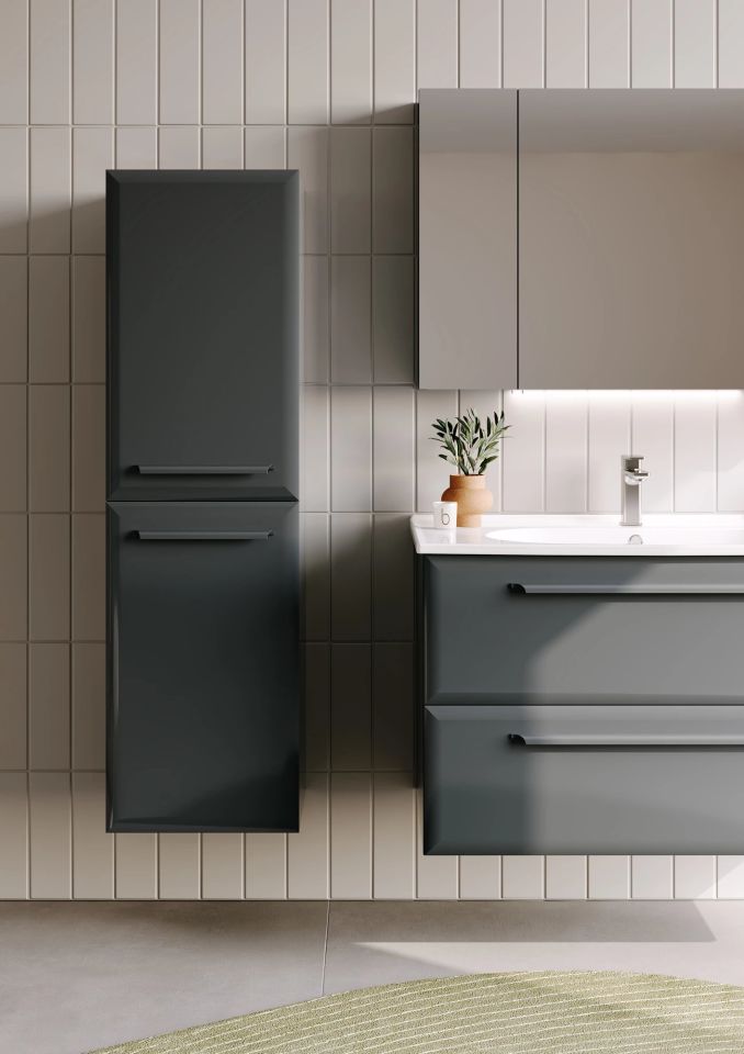 Orka Nuvola 80 CM Antrasit Banyo Dolabı Takım