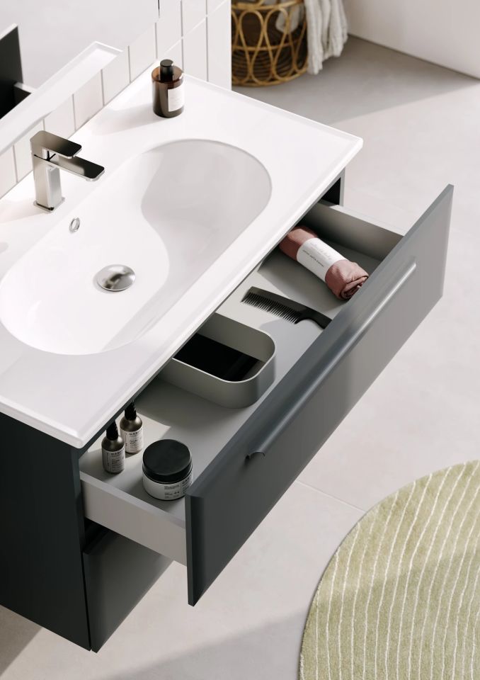Orka Nuvola 80 CM Antrasit Banyo Dolabı Takım