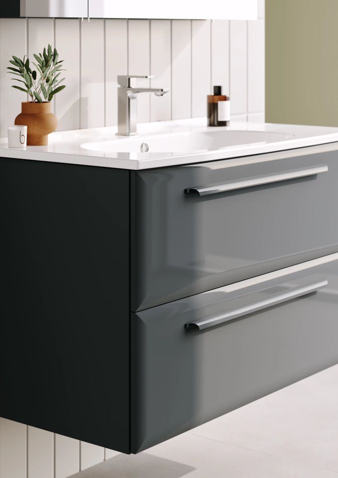 Orka Nuvola 80 CM Antrasit Banyo Dolabı Takım