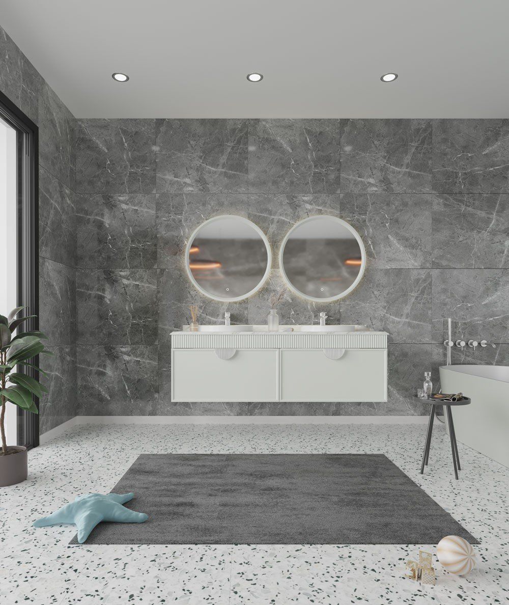 Orka Molino 160 cm Mat Beyaz/Gümüş Banyo Dolabı Takım