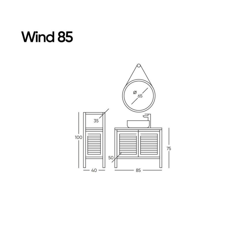 Belinza Banyo Dolabı Wind 85 Cm Beyaz Takım