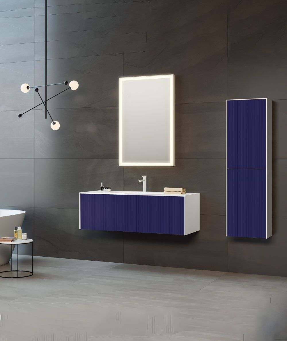 Orka Banyo Dolabı  Cube 100 Cm Lacivert Takım