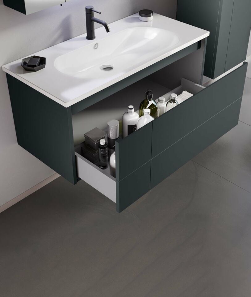 Orka Likya 100 Cm Mat Antrasit Banyo Dolabı Takımı