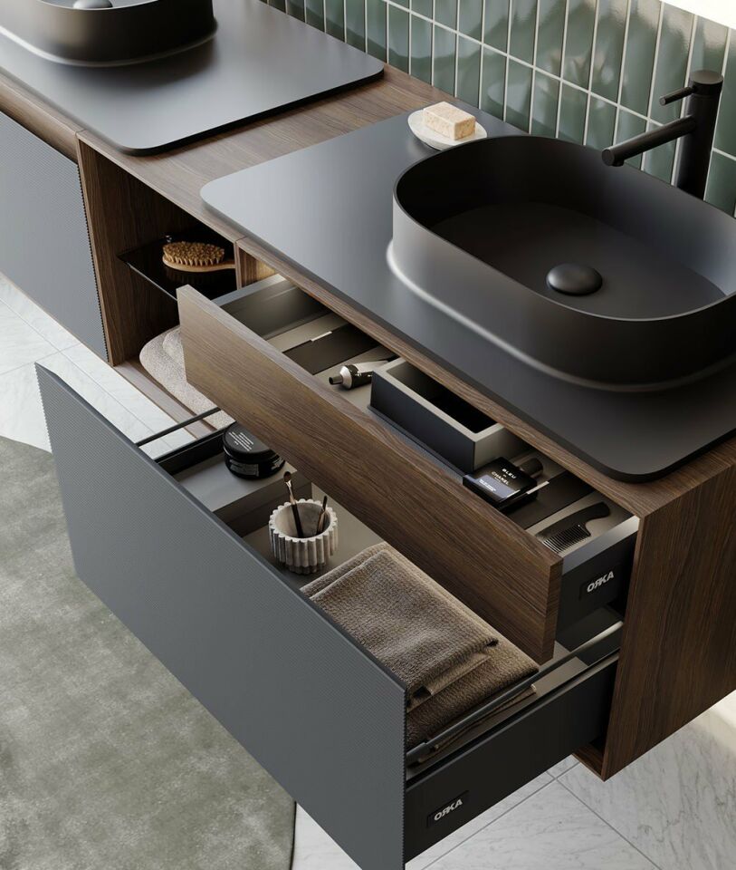 Orka Banyo Dolabı Pacıfıc 110 Cm Antrasit Tkm