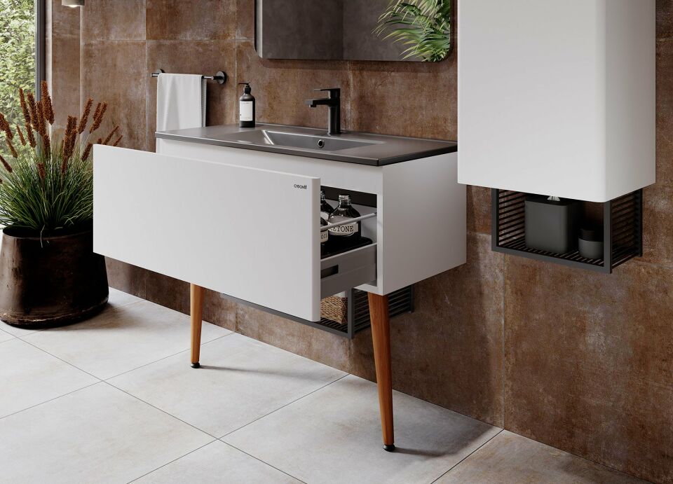 Creavit Zeon 100 Cm Beyaz Banyo Dolabı