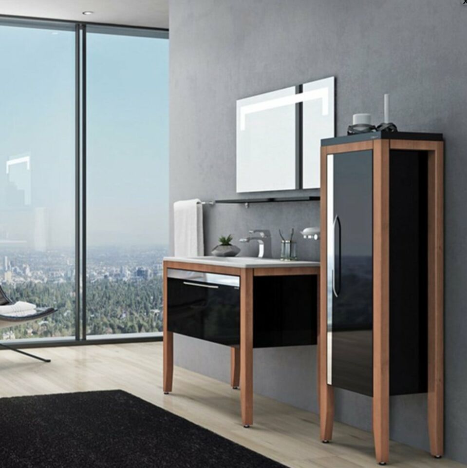 Creavit Banyo Dolabı Mask 100 Cm Kayın Siyah