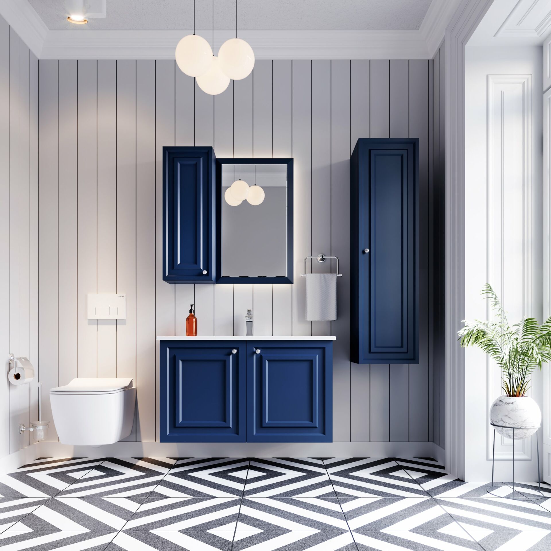 Creavit  Banyo Dolabı Kayra 80Cm Mavi Takım