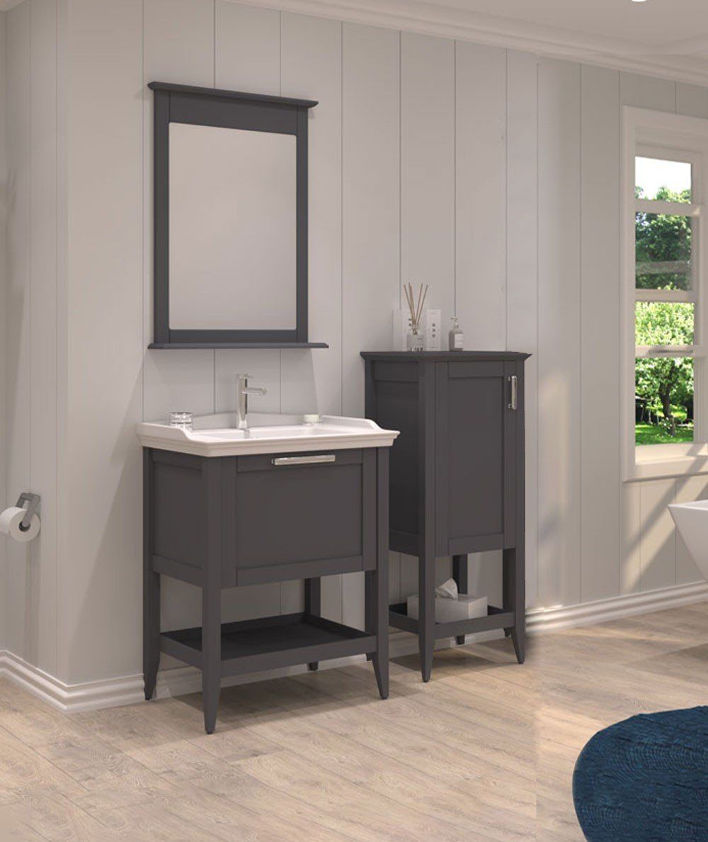 Orka Bastle 80 Cm Antrasit Banyo Dolabı Takım