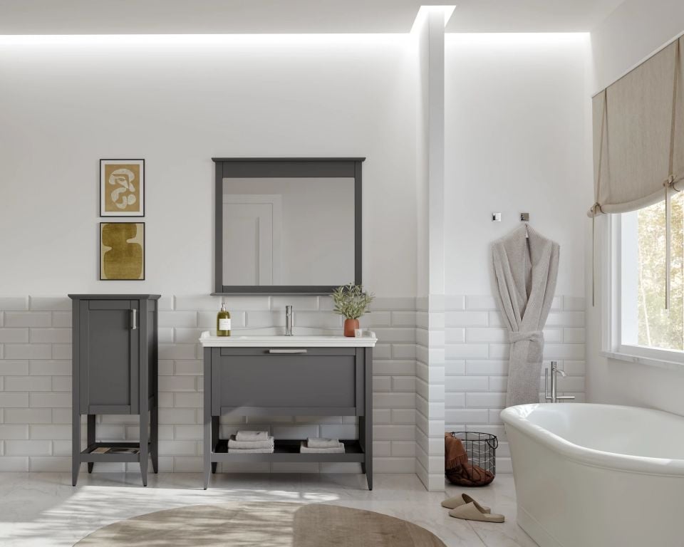 Orka Bastle 80 Cm Antrasit Banyo Dolabı Takım