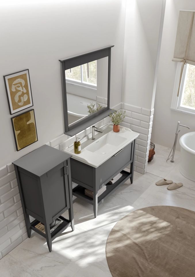 Orka Bastle 80 Cm Antrasit Banyo Dolabı Takım