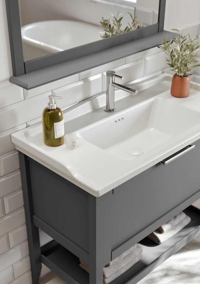 Orka Bastle 80 Cm Antrasit Banyo Dolabı Takım