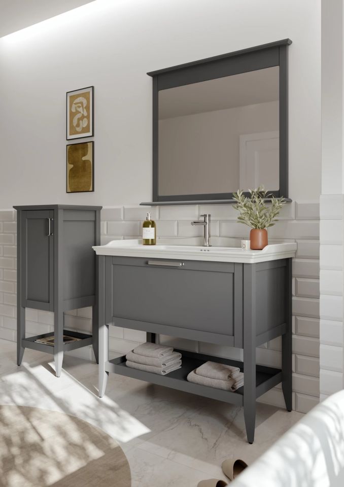 Orka Bastle 80 Cm Antrasit Banyo Dolabı Takım