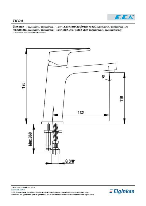 Eca Tiera Lavabo Bataryası Krom Eca102108989