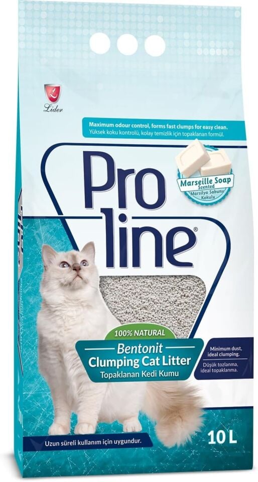 Proline Marsilya Sabunlu Topaklanan Bentonit Kedi Kumu 10LT