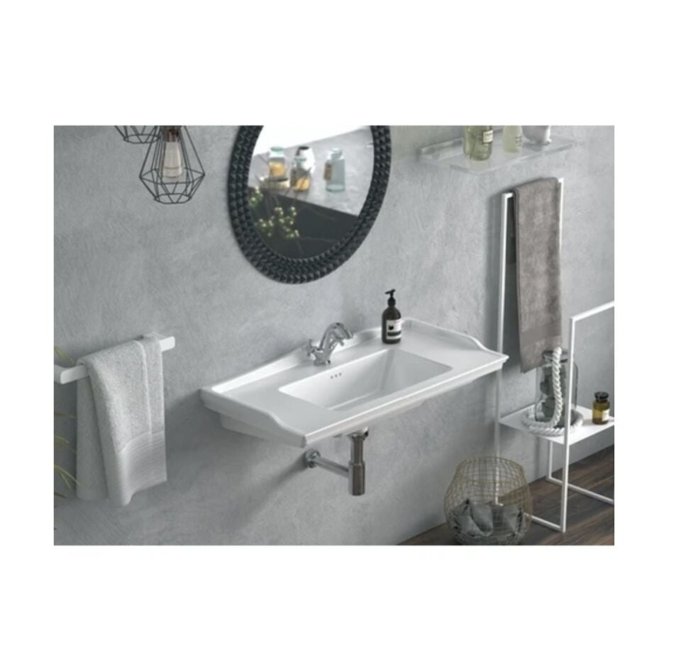 Turkuaz Cerastyle Kapadokya 80 cm Etajerli Lavabo 036300-U – Zarif ve Kullanışlı Tasarım