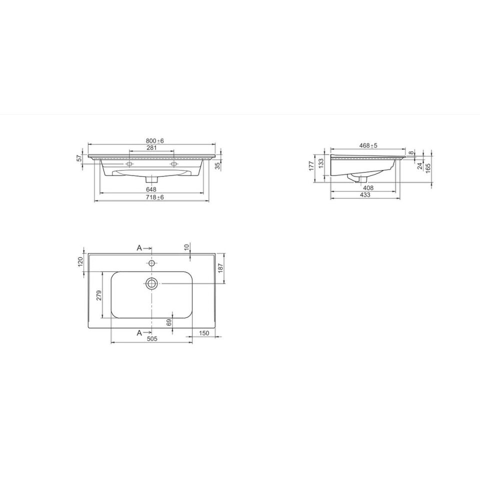 Turkuaz Blue Etajer Uyumlu Lavabo 80x47 cm – Şık, Geniş ve Fonksiyonel Kullanım
