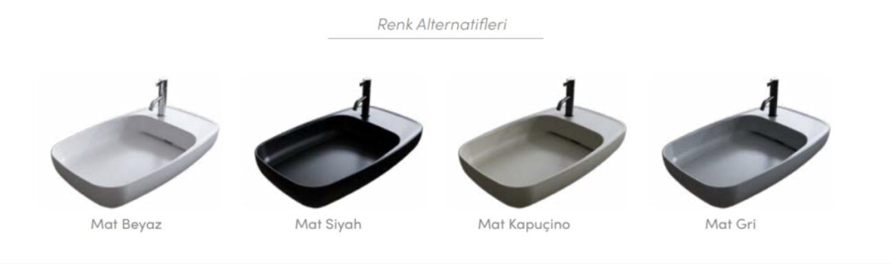 TURKUAZ LAVABO NOVA 70X42 GİZLİ SİFONLU MAT SİYAH