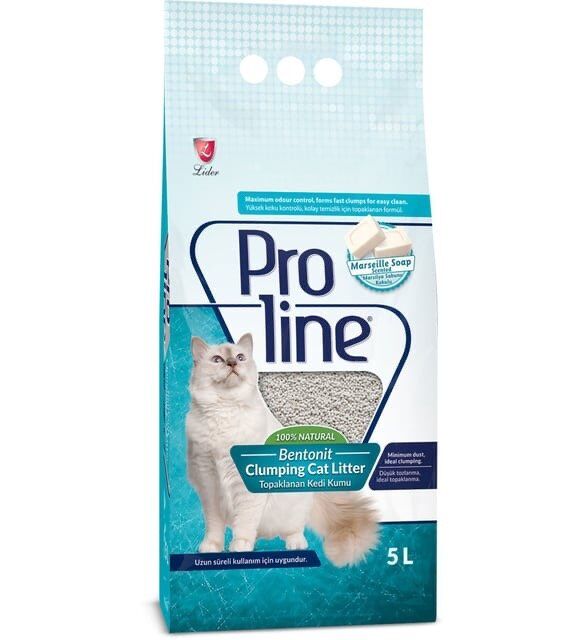 PROLİNE Kedi Kumu 5LT Marsilya Sabunu Kokulu - Yüksek Emici ve Topaklanan Kedi Kumu