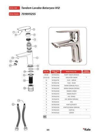 KALE Tandem Lavabo Bataryası (H12) 410200500257