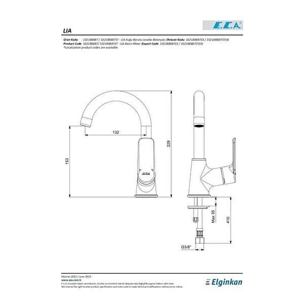 Eca Lia Kuğu Borulu Lavabo Bataryası 102188887